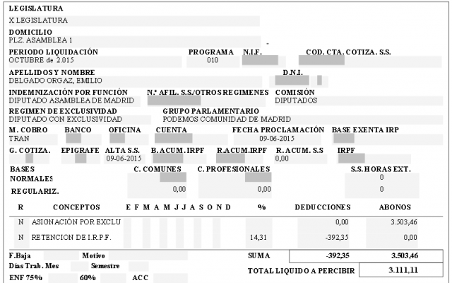 Emilio Delgado nómina Sueldos Públicos