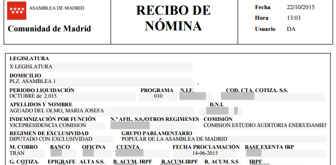 Nómina portada Josefa Aguado